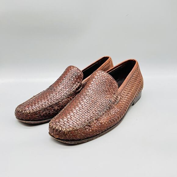 Tommy Bahama Shoes Mens 9 Brown Leather Woven Loafers Slip On Casual Comfort main image 5